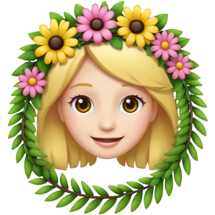 3D emoji, long eyelashes, flower wreath, smiling emoji