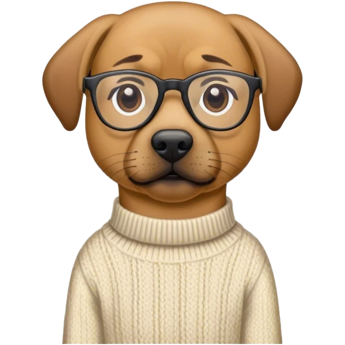 Black mouth cur wearing a sweater with glasses emoji