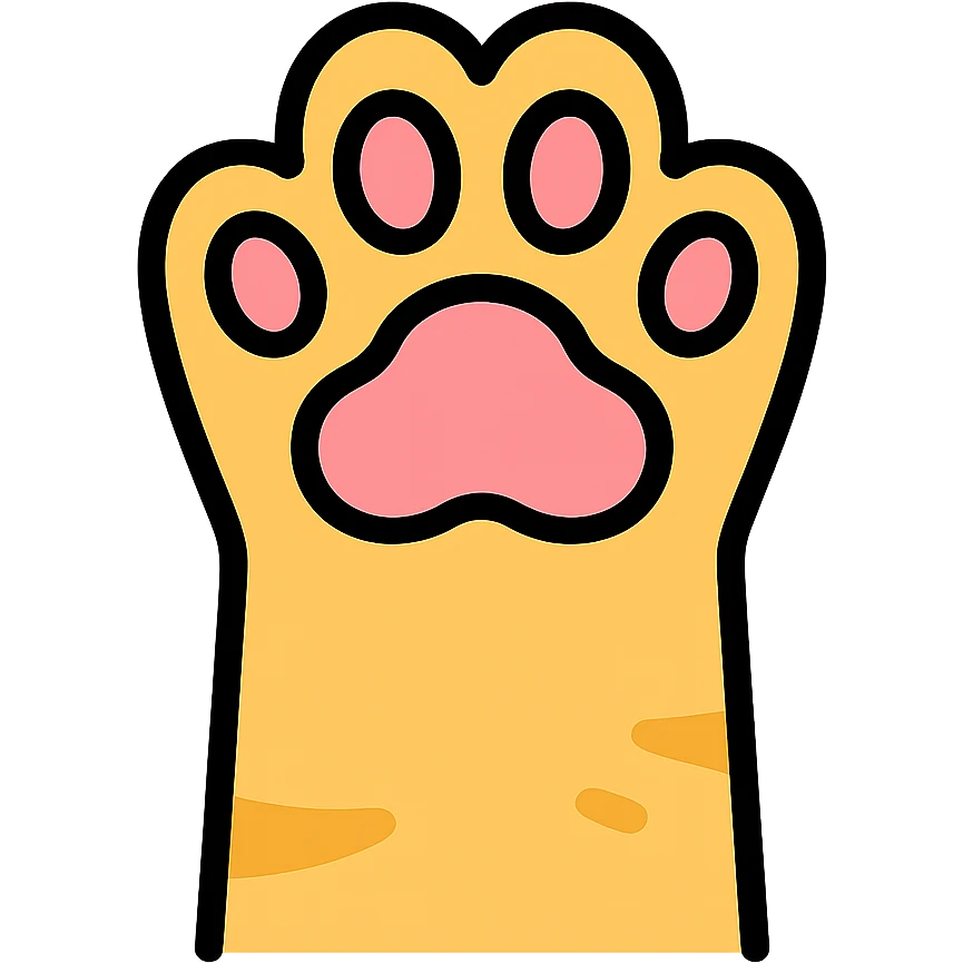 Cat paw with pink paw pads, cute feline paw with visible soft pink pads underneath emoji