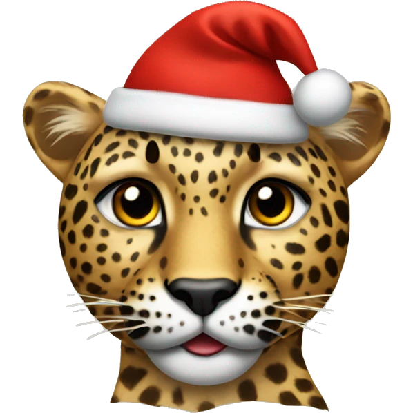 Leopard with Christmas hat  emoji