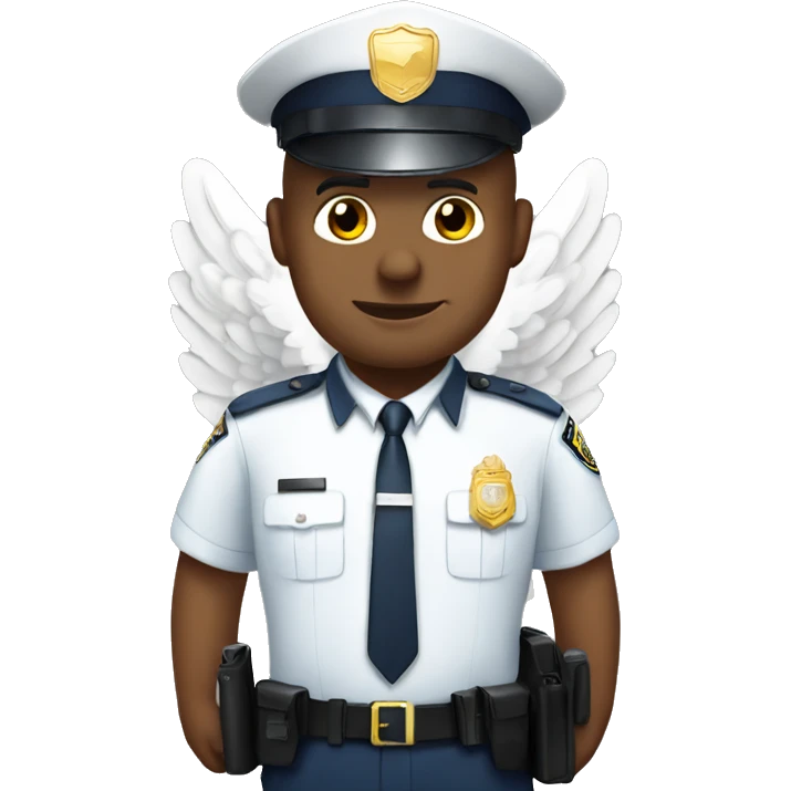 A WHITE Police man bald with cap with Big ANGEL WINGS emoji