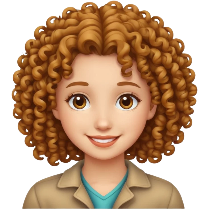 Curly hair girl with a smile emoji