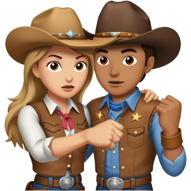 Cowgirl punching cowboy  emoji