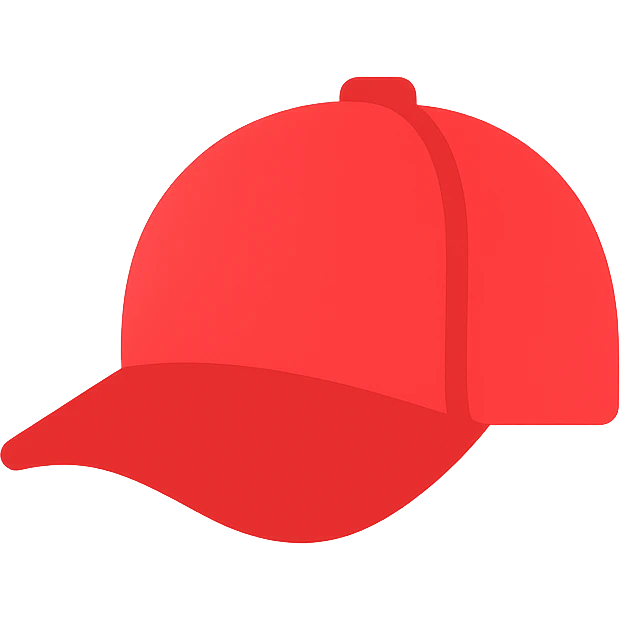 red hunting hat, minimalism, flat design, intense red emoji
