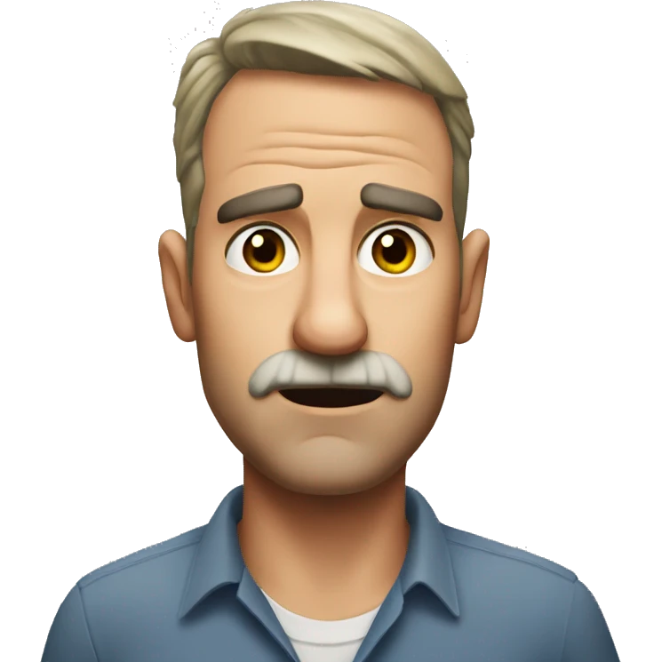 Australian dad but mad, not smiling, mad eyebrows  emoji