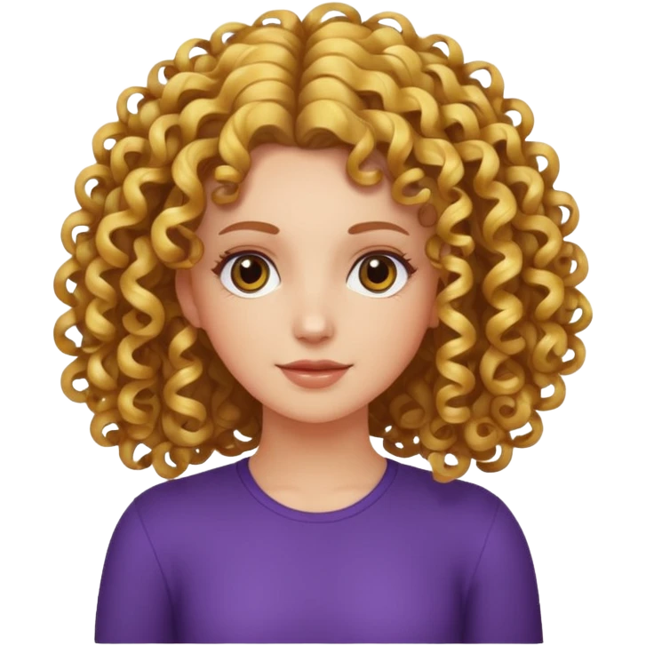Garota  com luzes no cabelo com cachos , branca  emoji