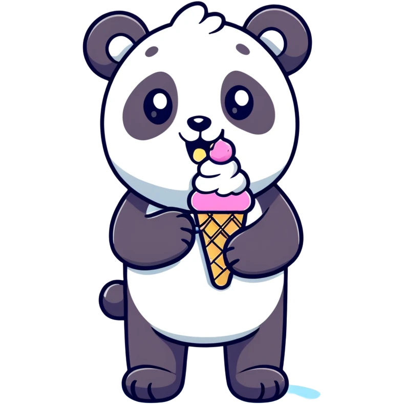 Panda eating ice cream emoji
