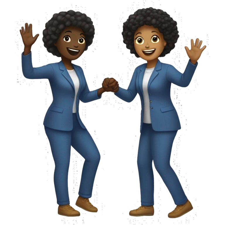 Two black women highfiving emoji