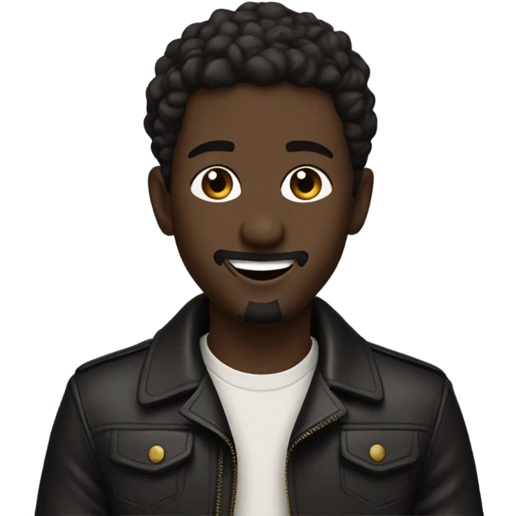 smiling darkskin boy in leather jacket with goatee beard and septum piercing emoji