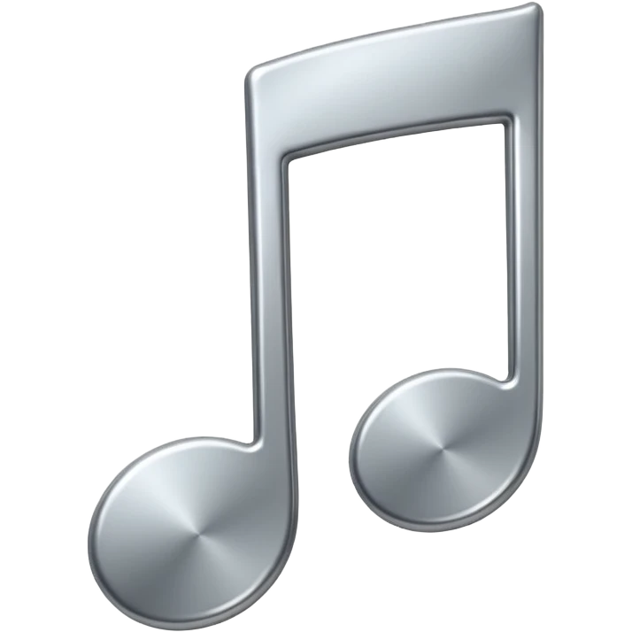 Minimal emoji icon of a single metallic silver music note, clean shape, smooth edges emoji
