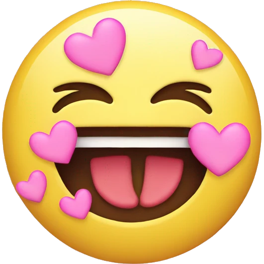 yellow smiley with pink hearts above head sends kiss emoji