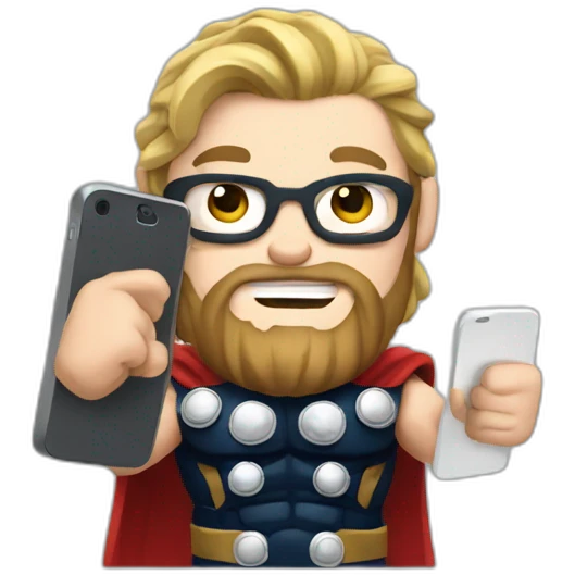Muscular Nerdy Thor Holding A Phone emoji