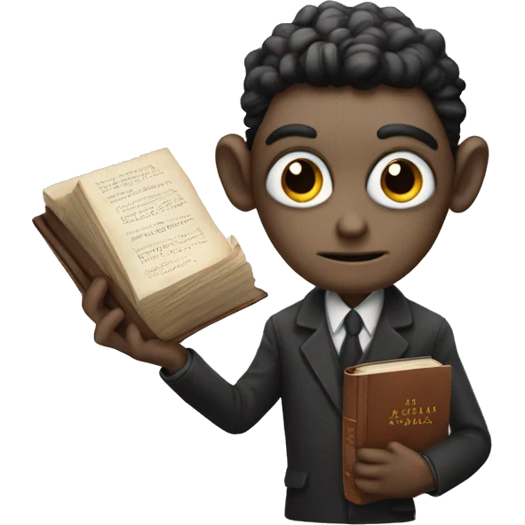 Kafka holds a book in his hands emoji