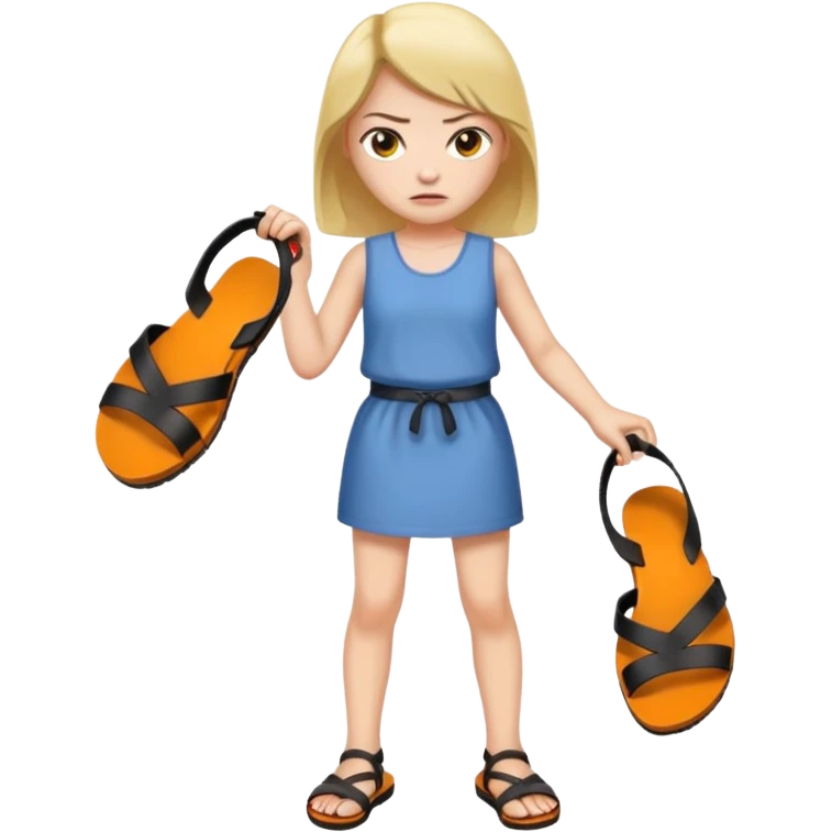 Una chica enojada con una chancla en la mano emoji