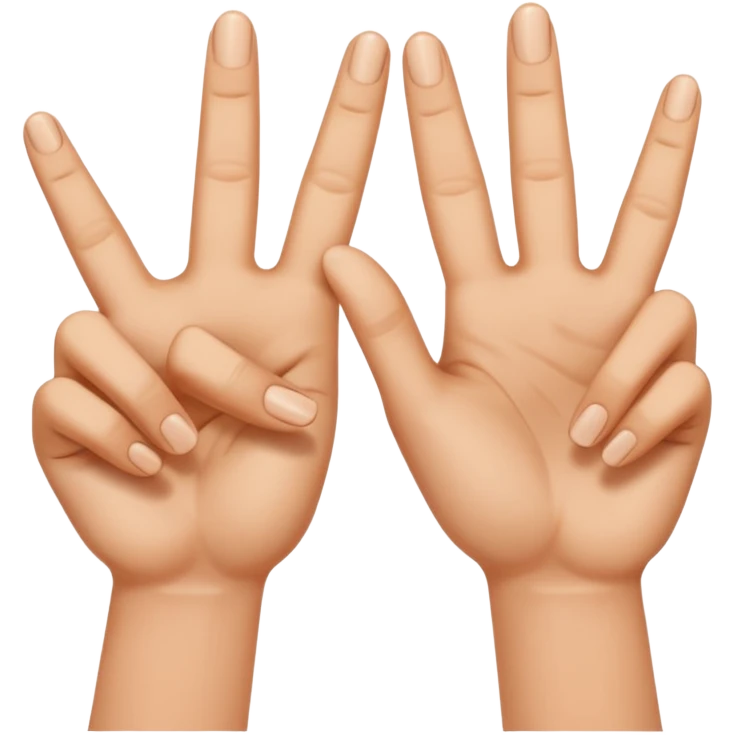 W V as hand signs. 5 fingers on each hand emoji