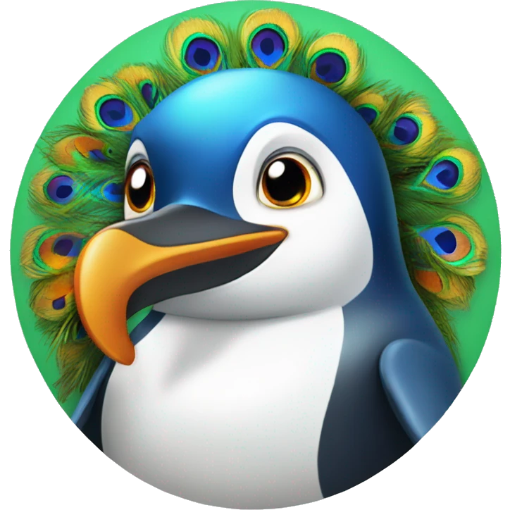 penguin with peacock wheel behind the penguin emoji