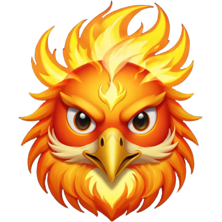 Phoenix force from marvel in a shape of flame bird face to screen  emoji