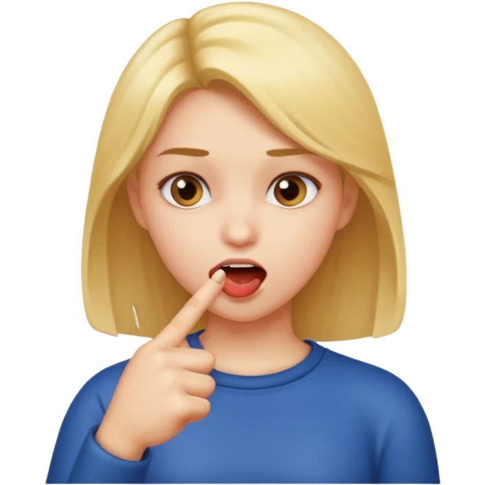 Una chica que tenga una cara y que se muerda el dedo índice  emoji