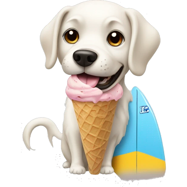 Dog eat ice cream and surfing  emoji