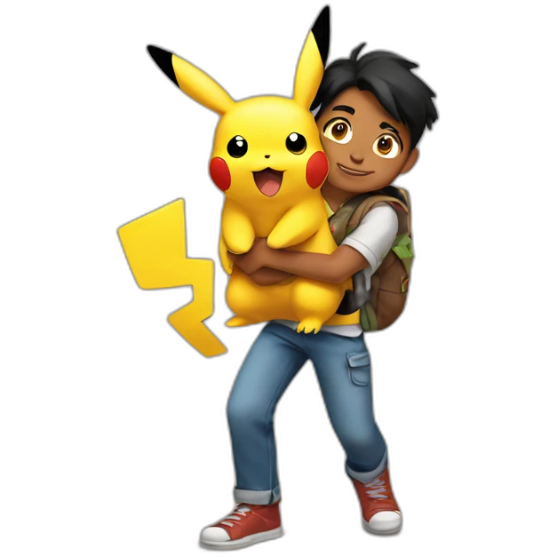 indian teen carrying pikachu on shoulder emoji
