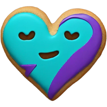 Purple teal Suicide awareness ribbon, heart cookie emoji