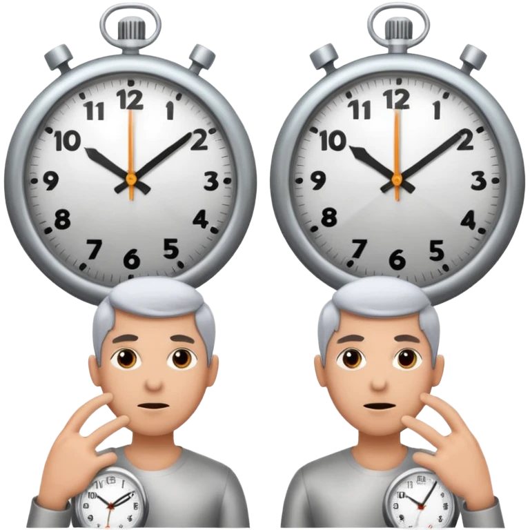 A person being pulled in two opposite directions by clocks emoji
