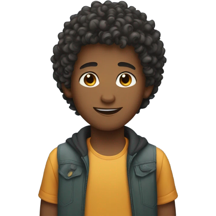 A Curly Mixed Boy emoji