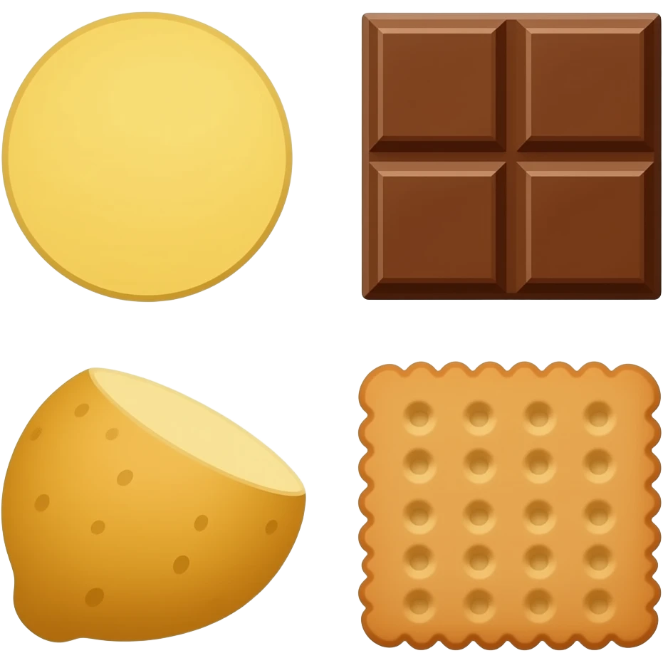 vector flat potato chips, crackers, chocolate together emoji