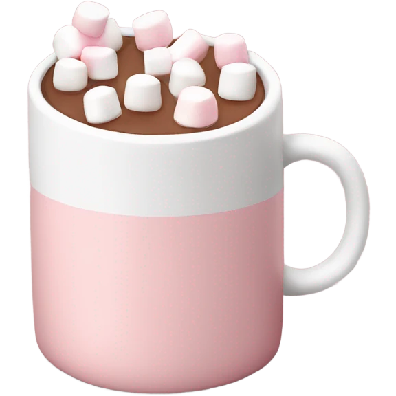 Light Pink mug of hot chocolate with marshmallows  emoji