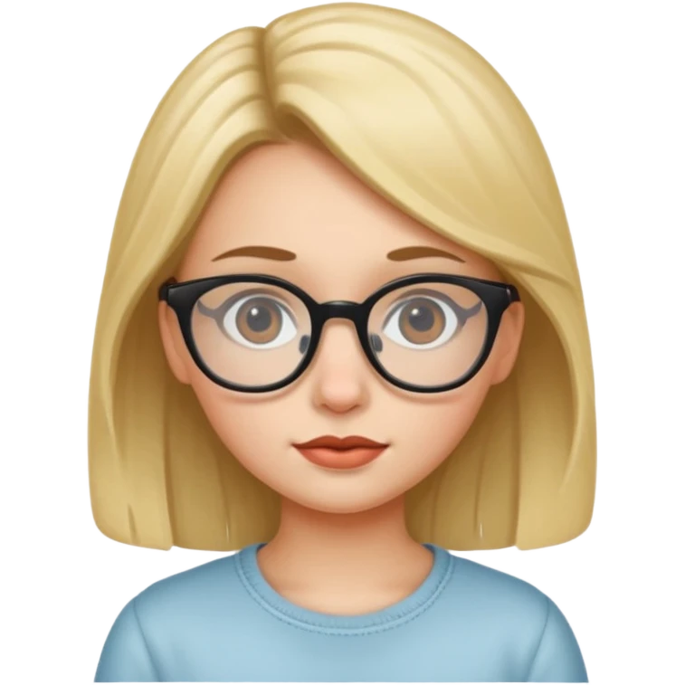 A girl with glasses and small nose emoji