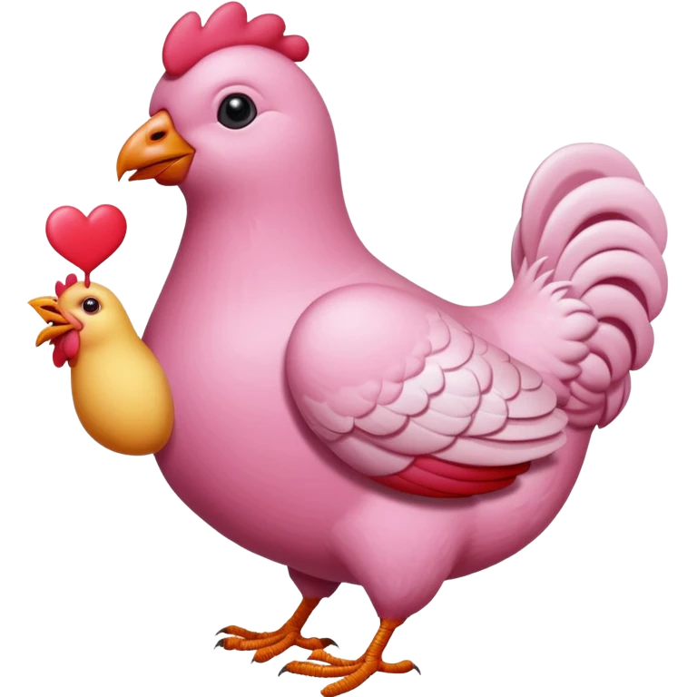 An pink pigeon eating heart shaped chicken  emoji