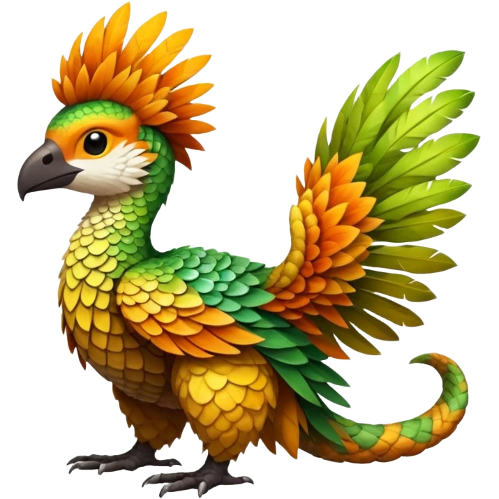 Tropical lush warm-colored Fakémon-Trico-creature (full body) emoji