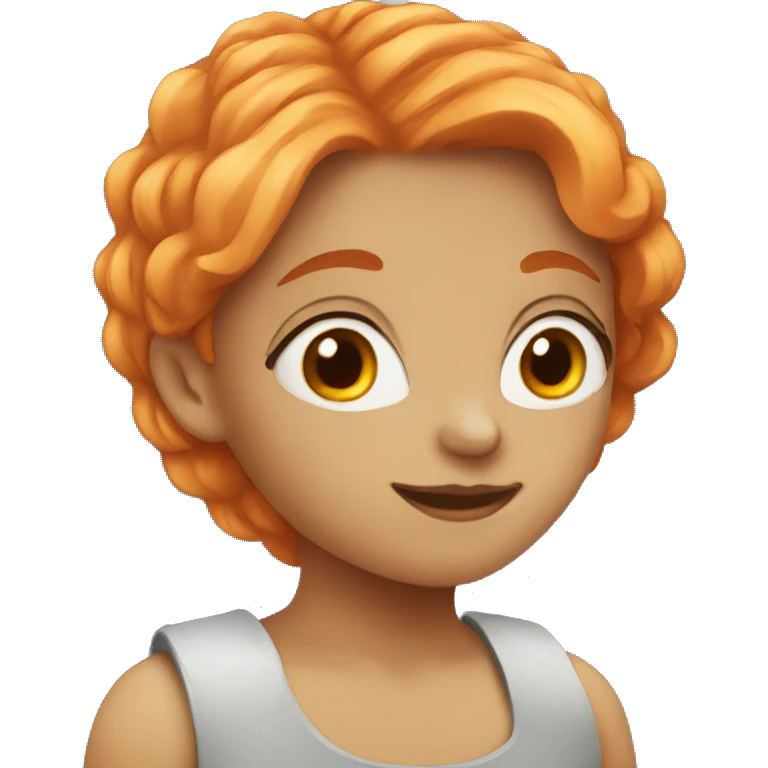 girl with orange hair gazing emoji