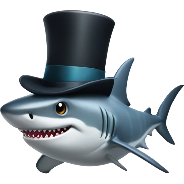 Shark with a top hat emoji