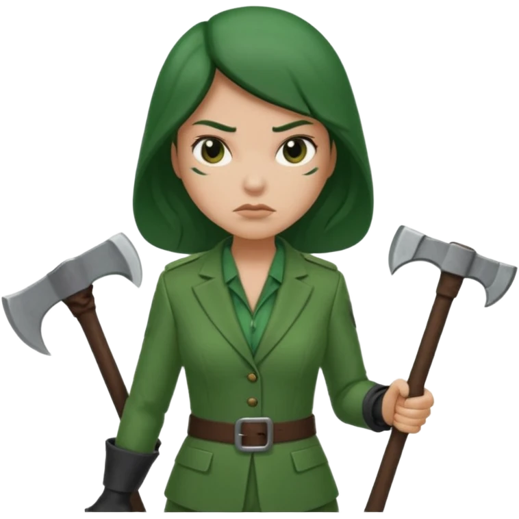 female executioner in green suit emoji