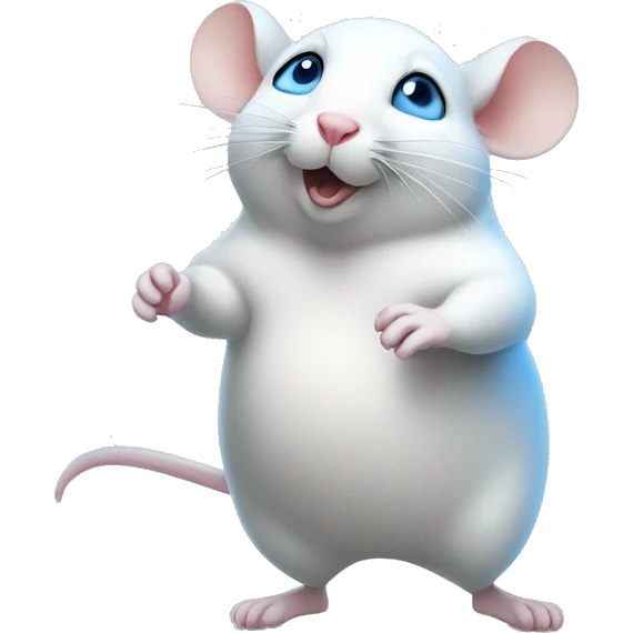 white fat mouse with blue eyes dancing moving butt side to side emoji