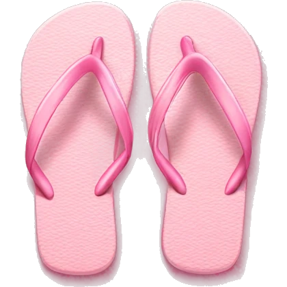 Realistic light pink pair of summer flip flops isolated. emoji