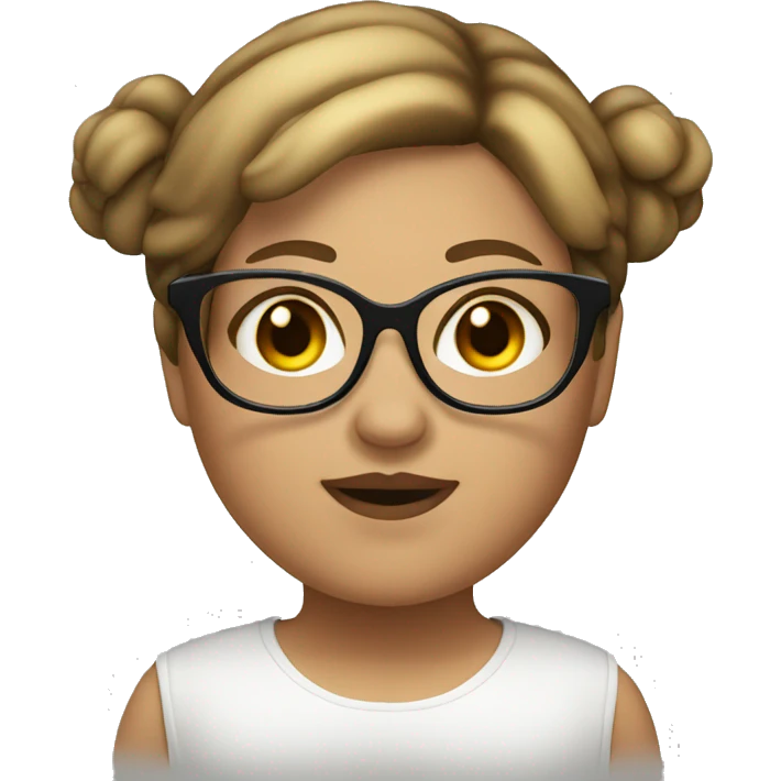 A fat girl with glasses brown hair and blonde highlights and brown eyes emoji