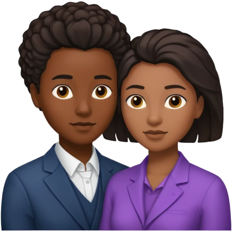 Black lesbian couple with one masculine with short hair and one feminine with long hair  emoji