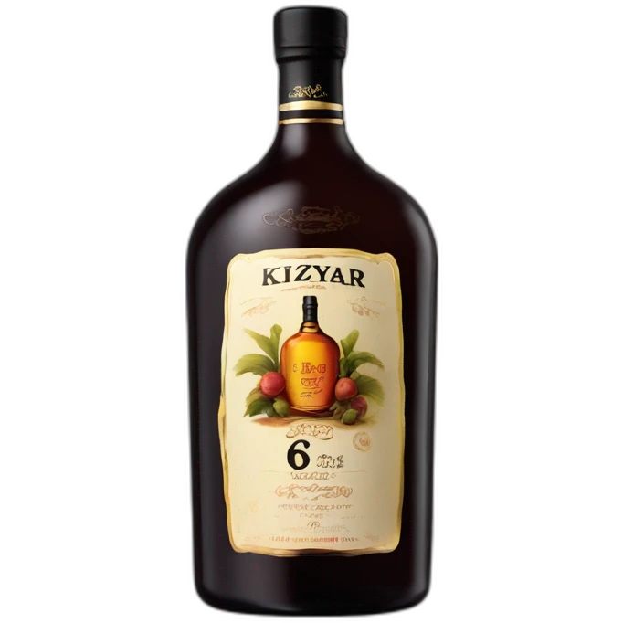 bottle of 6 years Kizlyar brandy with black label emoji