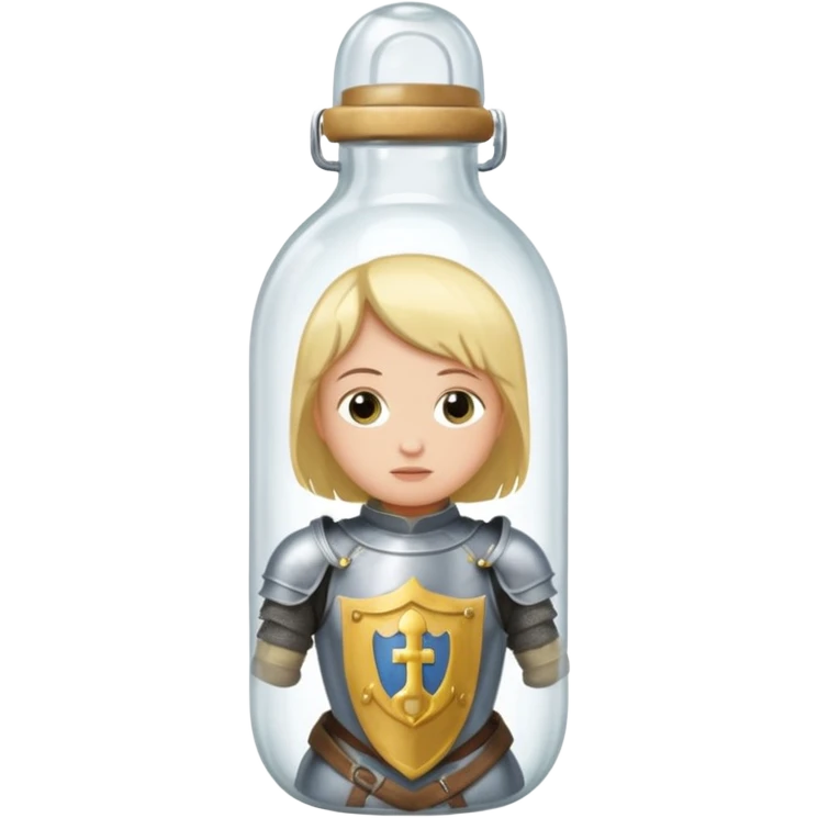 Jeanne d’arc en armure médiévale en enfermée dans un biberon  emoji