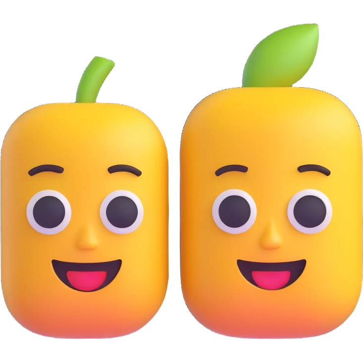 Mac and Chesser as friendly 3D emoji style characters emoji