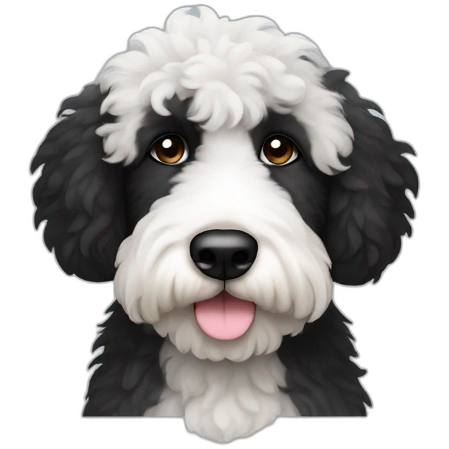 sheepadoodle with black patch over left eye emoji