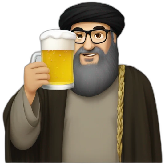 hasan nasrallah drinking a beer emoji