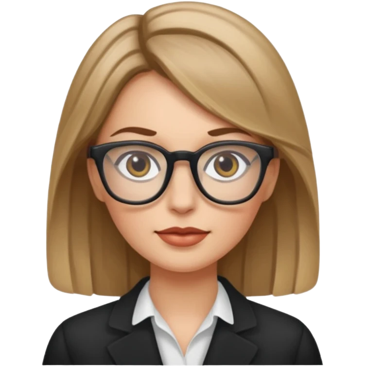 White woman,dark blonde hightlights, glasses,  emoji