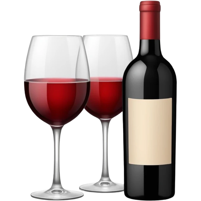 Minimalistic flat vector icon, iOS style, thin black contour on white background. Wine glass with a wine bottle. No text, no shadows.
 emoji