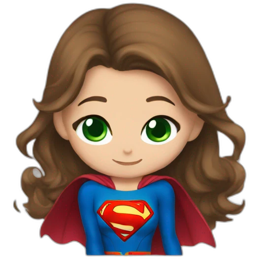 Supergirl kiss green eyes and brown hair boy emoji