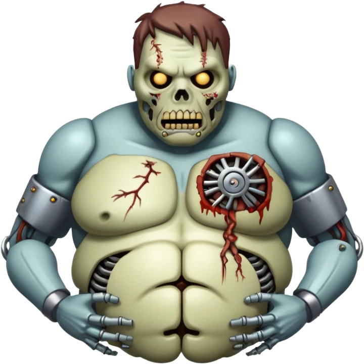 fat cyborg zombie with metal parts emoji