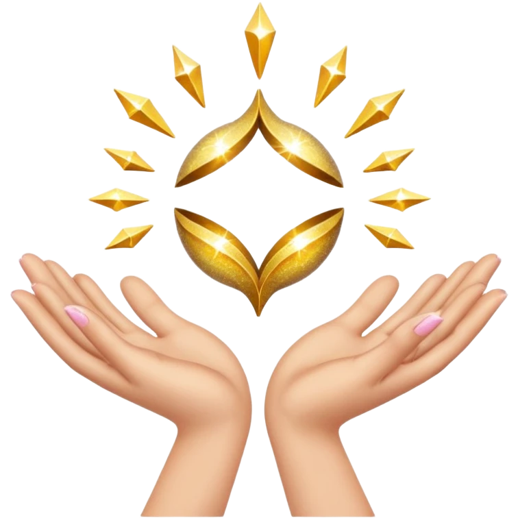 Ανοιχτα χερια με γκλιτερ γραφει συμβολισμος emoji