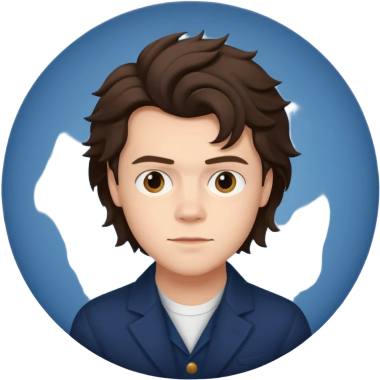 une personne joli, aqui ressemble a harry styles de 3 quart  dans un rond  emoji